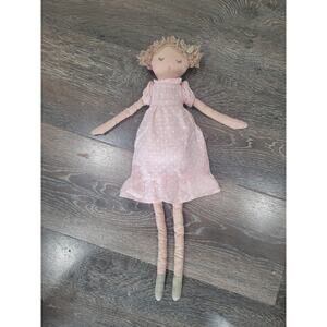 Anthropologie Doll‎ 19" Pink Polka Dot Dress Stuffed Girl #7